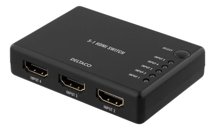 DELTACO HDMI Switch, 5 inputs to 1 output, 4K in 60Hz, 7.1, black in the group COMPUTERS & PERIPHERALS / Computer cables / Switches at TP E-commerce Nordic AB (38-53390)