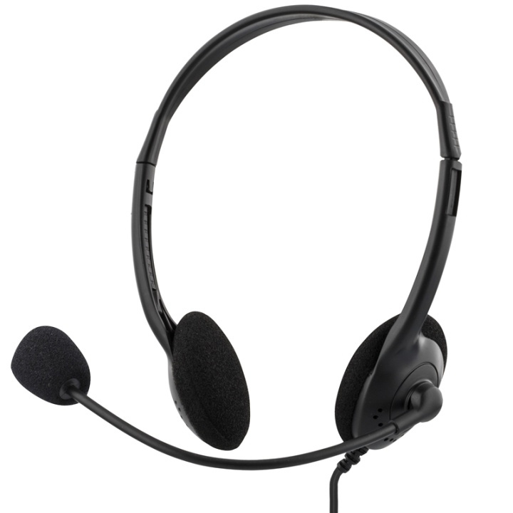 DELTACO Stereo Headset, microphone and volume control, 2x 3,5mm, black in the group COMPUTERS & PERIPHERALS / Computer accessories / Headset at TP E-commerce Nordic AB (38-53394)