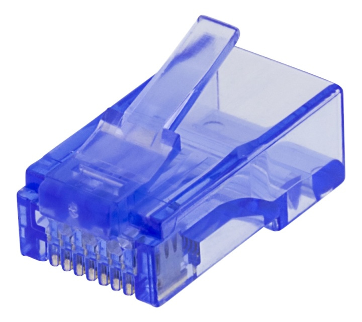 DELTACO RJ45 connector, Cat6, UTP, 20-pack, transparent, blue in the group COMPUTERS & PERIPHERALS / Computer cables / Network cables / Adapters & Conductor joints at TP E-commerce Nordic AB (38-53447)
