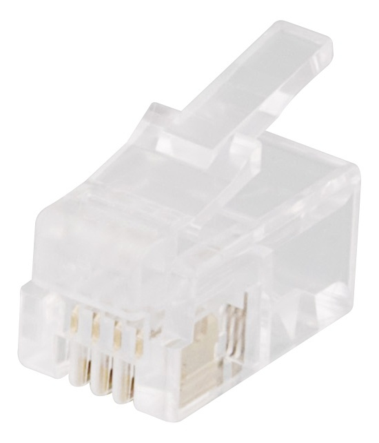 DELTACO Modular connector RJ9/RJ10/RJ22 4P4C, 20-pack, transparent in the group COMPUTERS & PERIPHERALS / Computer cables / Network cables / Adapters & Conductor joints at TP E-commerce Nordic AB (38-53452)