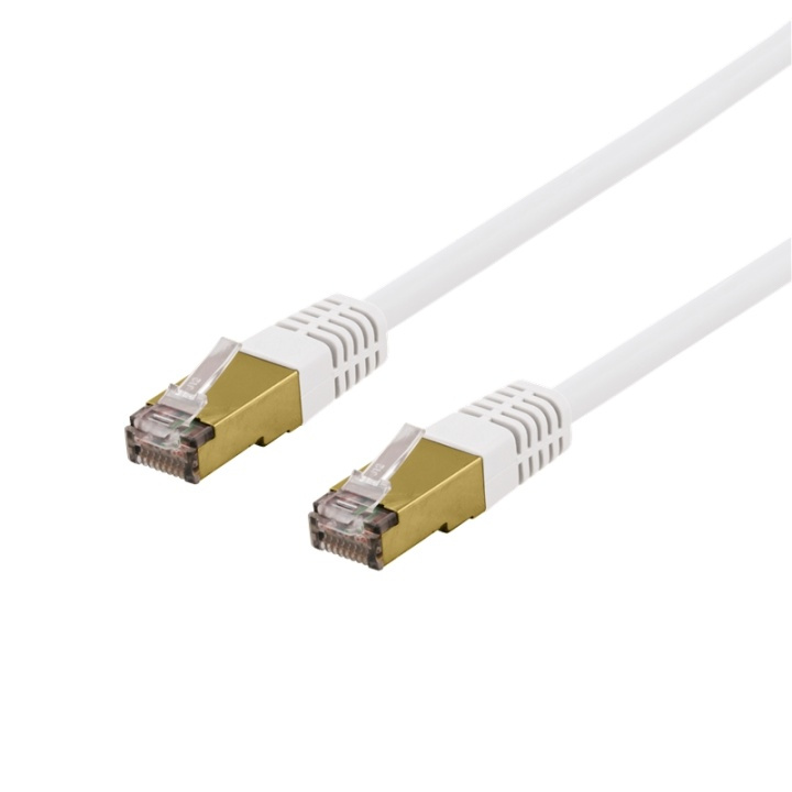 DELTACO S/FTP Cat6a patch cable, 0,3m, 500MHz, Delta-cert, white in the group COMPUTERS & PERIPHERALS / Computer cables / Network cables / Cat6 at TP E-commerce Nordic AB (38-53517)