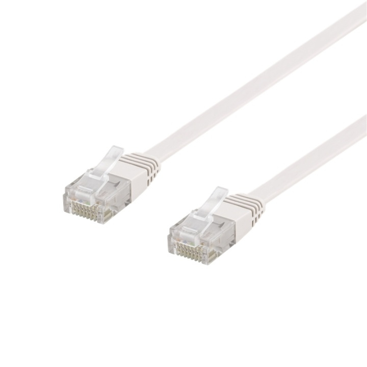DELTACO U/UTP Cat6 patch cable, flat, 0.3m, 250MHz, white in the group COMPUTERS & PERIPHERALS / Computer cables / Network cables / Cat6 at TP E-commerce Nordic AB (38-53597)