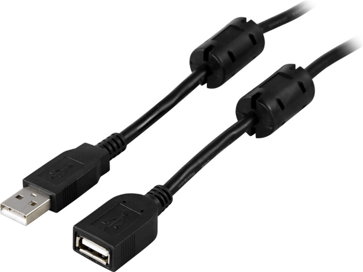 DELTACO USB 2.0 kabel Typ A hane - Typ A hona 2m, ferritkärnor, svart in the group COMPUTERS & PERIPHERALS / Computer cables / USB / USB-A / Cables at TP E-commerce Nordic AB (38-53628)