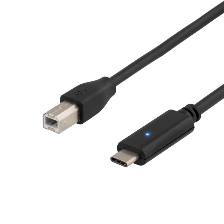 DELTACO USB 2.0 cable, Type C M - Type B M, 1m, black in the group SMARTPHONE & TABLETS / Chargers & Cables / Cables / Cables Type C at TP E-commerce Nordic AB (38-53653)