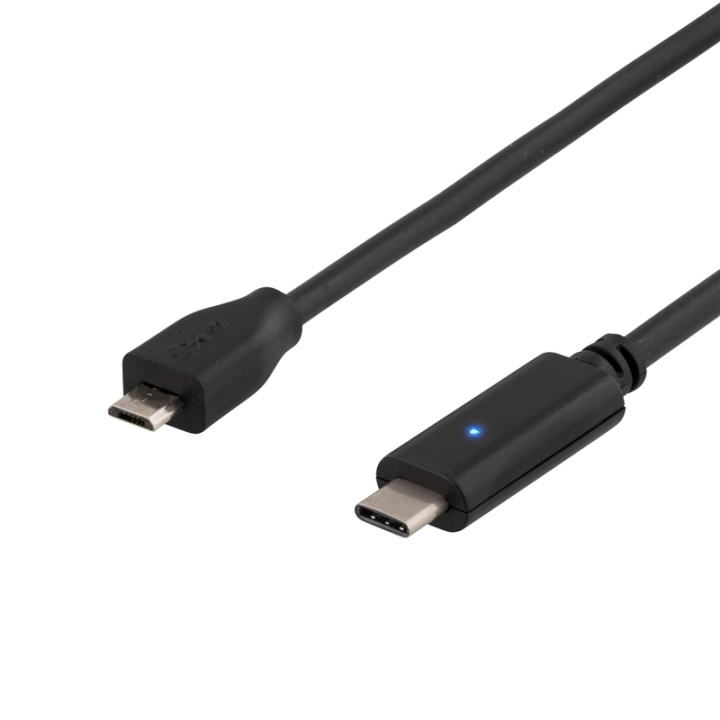 DELTACO USB 2.0 cable, Type C M - Type MIcro B M, 0.5m, black in the group COMPUTERS & PERIPHERALS / Computer cables / USB / Micro-USB / Cables at TP E-commerce Nordic AB (38-53662)