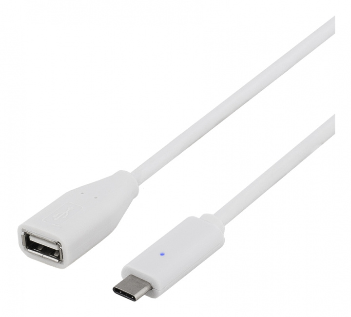 DELTACO USB 2.0 kabel, Typ C - Typ A ho, 1m, vit in the group COMPUTERS & PERIPHERALS / Computer cables / USB / USB-A at TP E-commerce Nordic AB (38-53688)