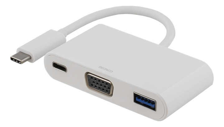 DELTACO USB-C to VGA and USB Type A adapter, USB-C FM, 60W, white in the group COMPUTERS & PERIPHERALS / Computer cables / Other computer cables at TP E-commerce Nordic AB (38-53707)