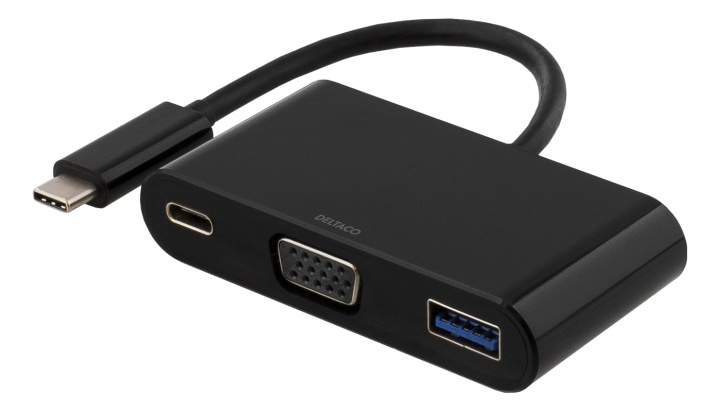 DELTACO USB-C to VGA and USB Type A adapter, USB-C FM, 60W, black in the group COMPUTERS & PERIPHERALS / Computer cables / Other computer cables at TP E-commerce Nordic AB (38-53726)