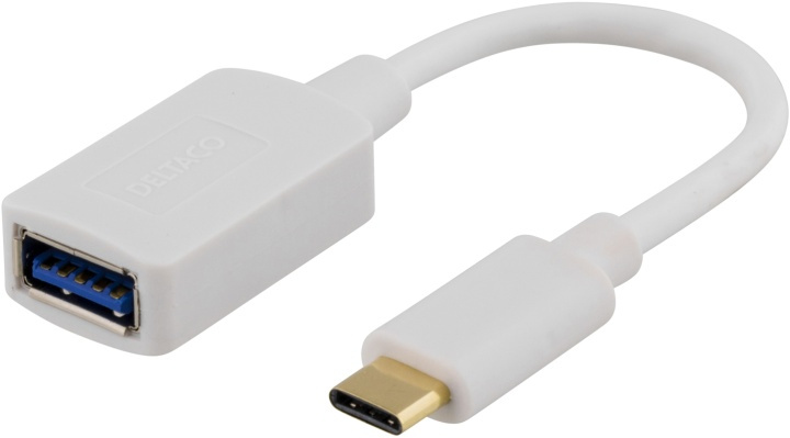 DELTACO USB-adapter, USB 3.1 type C male - type A female, Gen 1, white in the group COMPUTERS & PERIPHERALS / Computer cables / USB / USB-A / Adapters at TP E-commerce Nordic AB (38-53735)