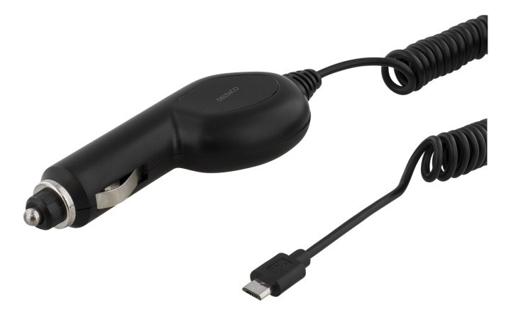 DELTACO Car Charger with Micro USB, 1A, 12-24V, 1m spiral cable, black in the group SMARTPHONE & TABLETS / Chargers & Cables / Car chargers / Car chargers micro-USB at TP E-commerce Nordic AB (38-53762)
