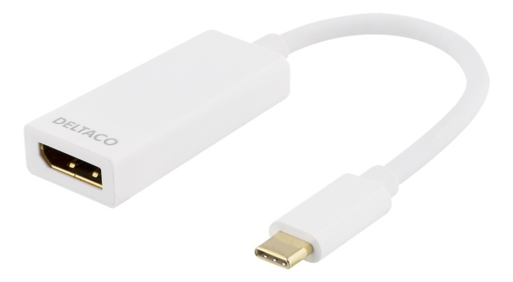 DELTACO USB 3.1 to DP adapter, Type C ma - DP fe, 4K, UHD, white in the group COMPUTERS & PERIPHERALS / Computer cables / DisplayPort / Adapters at TP E-commerce Nordic AB (38-53771)