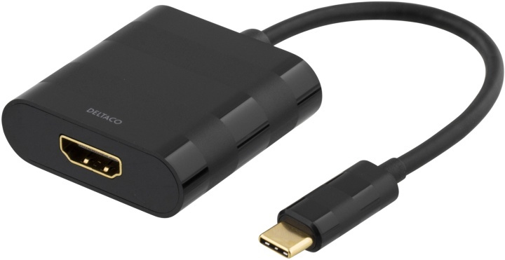 DELTACO USB-C to HDMI adapter, USB type C male - HDMI female, black in the group HOME ELECTRONICS / Cables & Adapters / HDMI / Adapters at TP E-commerce Nordic AB (38-53775)