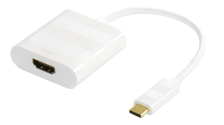 DELTACO USB-C to HDMI adapter, Type C ma - HDMI fe, 4K, UHD, white in the group HOME ELECTRONICS / Cables & Adapters / HDMI / Adapters at TP E-commerce Nordic AB (38-53776)