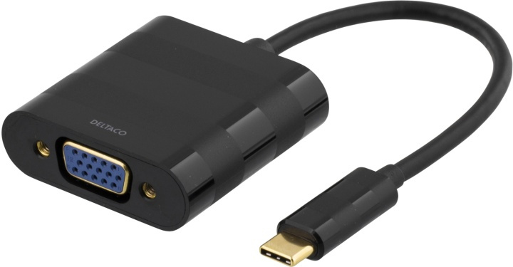DELTACO USB 3.1 to VGA adapter, USB type C male - VGA female, black in the group COMPUTERS & PERIPHERALS / Computer cables / VGA / Adapters at TP E-commerce Nordic AB (38-53783)