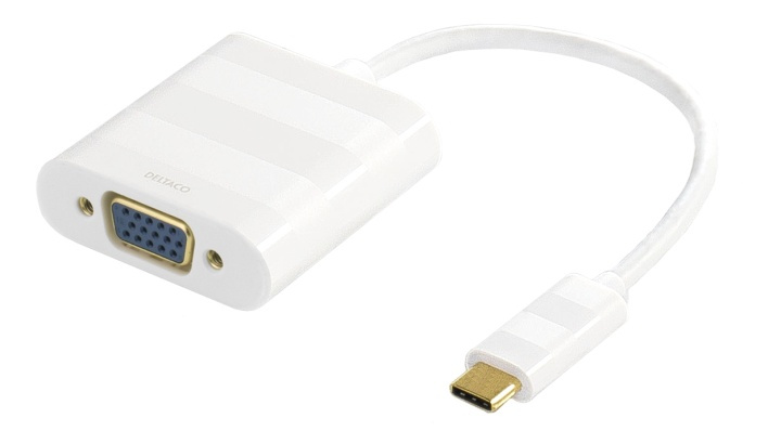 DELTACO USB 3.1 to VGA adapter, Type C ma - VGA fe, 1080p, white in the group COMPUTERS & PERIPHERALS / Computer cables / VGA / Adapters at TP E-commerce Nordic AB (38-53784)