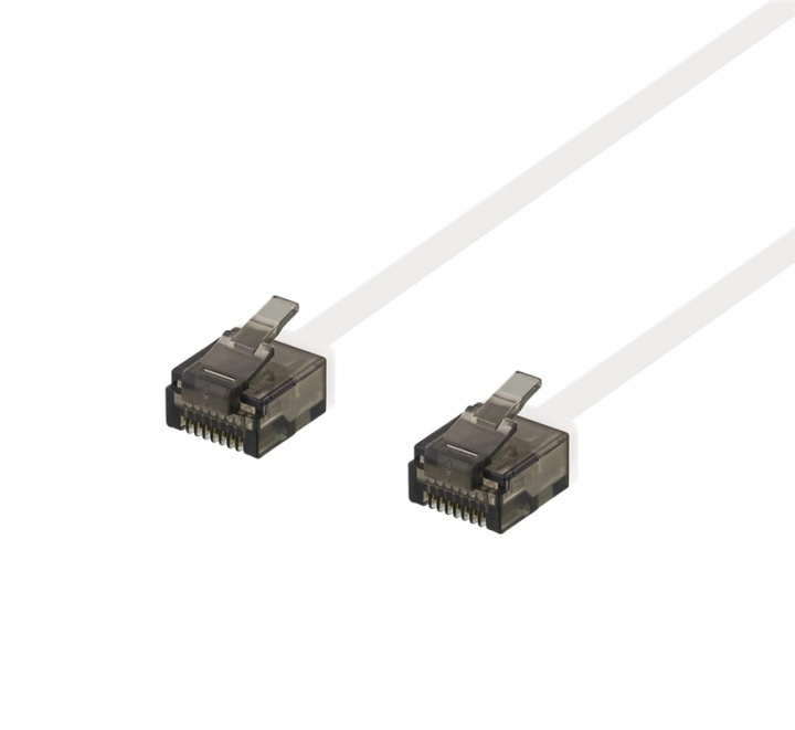 DELTACO U/UTP Cat6a patch cable, flat, 0.3m, 1mm thick, white in the group COMPUTERS & PERIPHERALS / Computer cables / Network cables / Cat6 at TP E-commerce Nordic AB (38-53792)