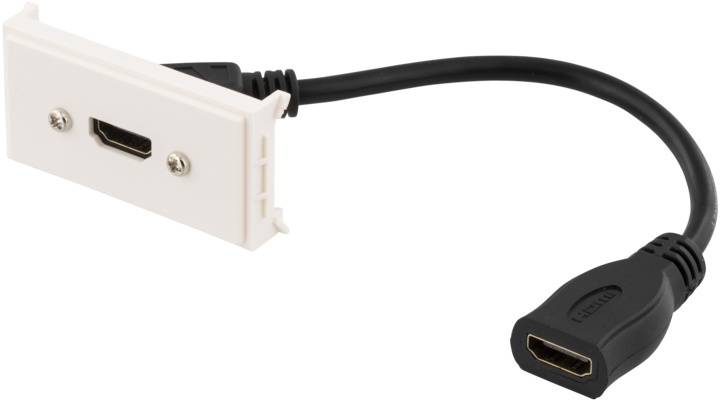 DELTACO Uttagspanel, 1xHDMI, 0,2m, vit in the group HOME ELECTRONICS / Cables & Adapters / HDMI / Adapters at TP E-commerce Nordic AB (38-53805)