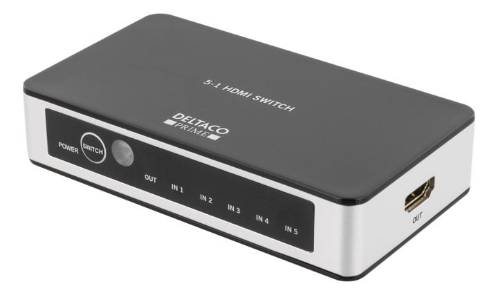 DELTACO PRIME Premium 5 Port HDMI Switch with IR Wireless Remote in the group COMPUTERS & PERIPHERALS / Computer cables / Switches at TP E-commerce Nordic AB (38-53941)