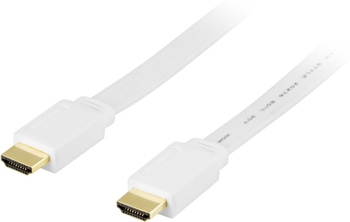DELTACO flat HDMI cable, HDMI High Speed with Ethernet, 4K, 7m, white in the group HOME ELECTRONICS / Cables & Adapters / HDMI / Cables at TP E-commerce Nordic AB (38-5503)