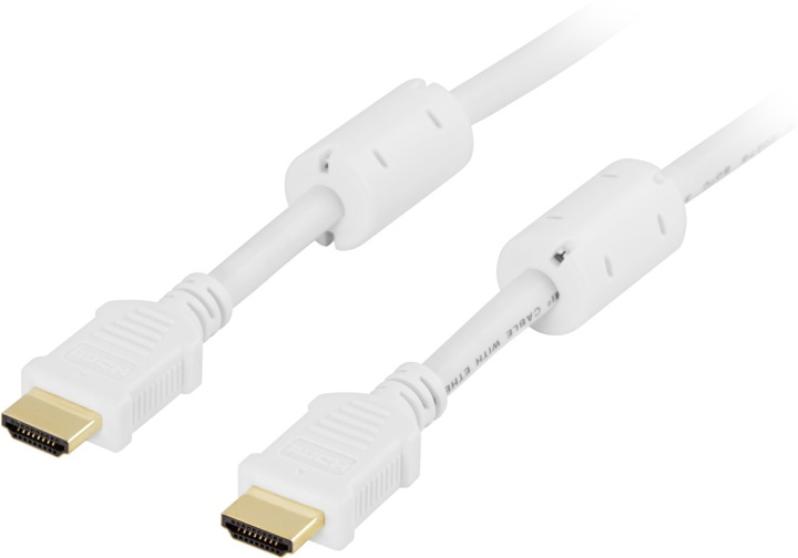 DELTACO HDMI cable, HDMI High Speed with Ethernet, 10m, white in the group HOME ELECTRONICS / Cables & Adapters / HDMI / Cables at TP E-commerce Nordic AB (38-5508)