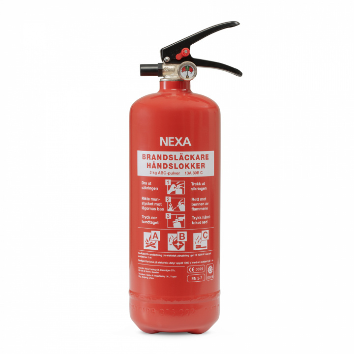 Nexa brandsläckare, 2 Kg ABC-pulver med väggfäste (13402) in the group HOME, HOUSEHOLD & GARDEN / Alarm & Security / Fire, smoke, gas / fire extinguishers at TP E-commerce Nordic AB (38-5686)