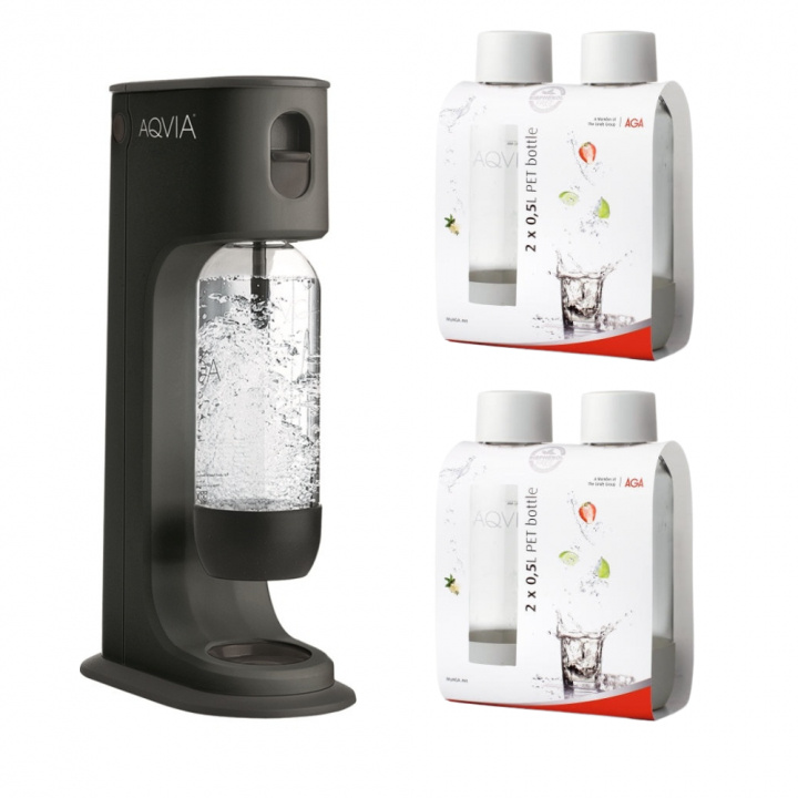AGA Aqvia Balance (Black) + 4 x 0,5L PET-flaskor in the group HOME, HOUSEHOLD & GARDEN / Household appliances / Water & Juice / Carbonation machines / Carbonation machines at TP E-commerce Nordic AB (38-5877PKT2)