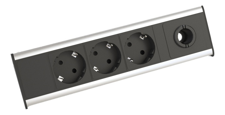 Axessline Desk, powerstrip 3xCEE 7/4 outlets, 1,5m cable, alu/black in the group HOME, HOUSEHOLD & GARDEN / Electricity & Lighting / Power strips at TP E-commerce Nordic AB (38-61318)