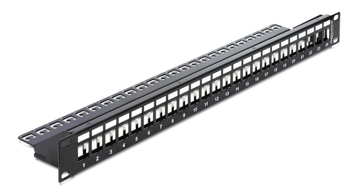 Delock 19″ Keystone Patch Panel 24 Port black in the group COMPUTERS & PERIPHERALS / Computer cables / Network cables / Adapters & Conductor joints at TP E-commerce Nordic AB (38-61415)