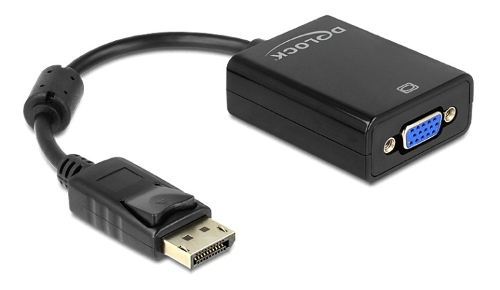 Delock Adapter Displayport 1.2 male > VGA female black in the group COMPUTERS & PERIPHERALS / Computer cables / DisplayPort / Adapters at TP E-commerce Nordic AB (38-61427)