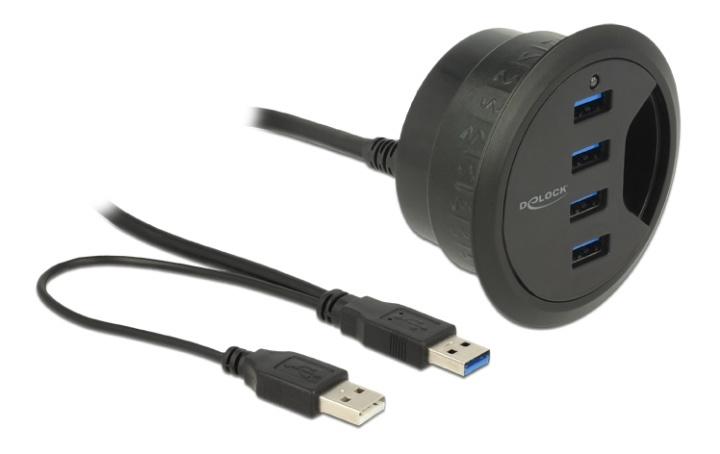  Delock In-Desk Hub 4 Port USB 3.0 in the group COMPUTERS & PERIPHERALS / Computer accessories / USB-Hubs at TP E-commerce Nordic AB (38-61464)