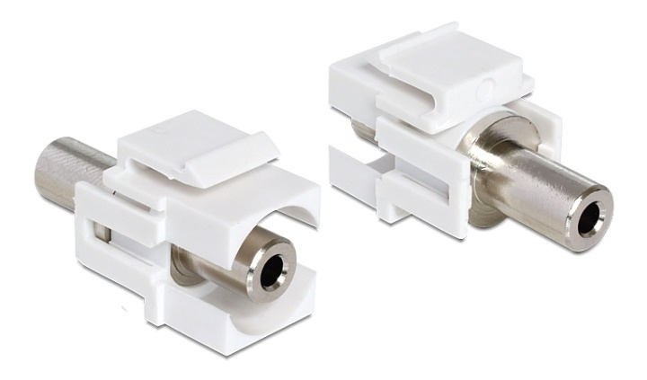 DeLOCK Keystone module, 3.5mm fe - 3.5mm fe, 19.2x14.9mm, white in the group COMPUTERS & PERIPHERALS / Computer cables / Network cables / Adapters & Conductor joints at TP E-commerce Nordic AB (38-61471)