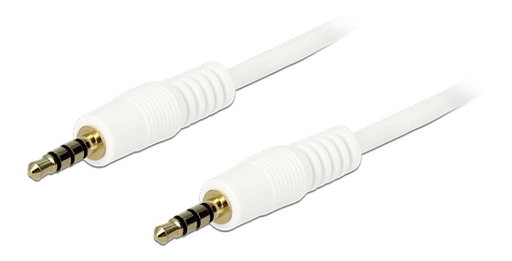 DeLOCK stereo jack cable, 3.5mm 4-pin male - male, 24 AWG, 3m, white in the group HOME ELECTRONICS / Cables & Adapters / Audio analog / 3.5 mm at TP E-commerce Nordic AB (38-61476)