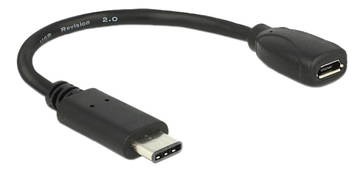 DeLOCK USB-C ha - Micro-B ho adapter, USB 2.0, 56 kΩ resistor, black in the group COMPUTERS & PERIPHERALS / Computer cables / USB / Micro-USB / Adapters at TP E-commerce Nordic AB (38-61530)