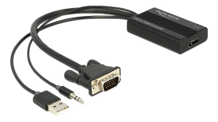 Delock VGA to HDMI Adapter with Audio in the group HOME ELECTRONICS / Cables & Adapters / HDMI / Adapters at TP E-commerce Nordic AB (38-61532)