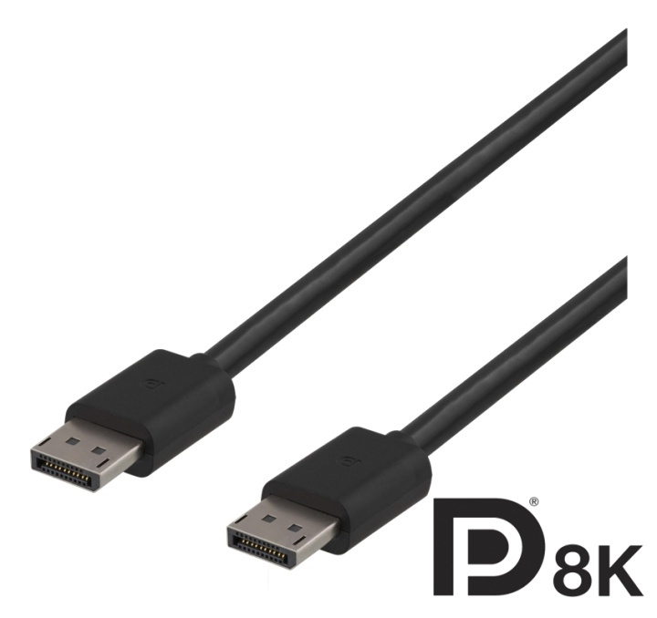 DELTACO DisplayPort kabel, DP 1.4, 7680x4320 i 60Hz, 2m, svart in the group COMPUTERS & PERIPHERALS / Computer cables / DisplayPort / Cables at TP E-commerce Nordic AB (38-61555)