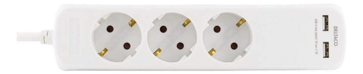 DELTACO power strip 3xCEE 7/4, 1xCEE 7/7, 1,5m cable, 2xUSB-A,white in the group HOME, HOUSEHOLD & GARDEN / Electricity & Lighting / Power strips at TP E-commerce Nordic AB (38-61563)