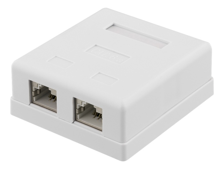 DELTACO shielding network wall socket, Surface FTP 2xRJ45, Cat6A,white in the group COMPUTERS & PERIPHERALS / Computer cables / Network cables / Wall sockets at TP E-commerce Nordic AB (38-61657)