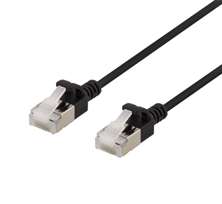 DELTACO U/FTP Cat6a patch cable, slim, 3,8mm in diameter, 0,3m, black in the group COMPUTERS & PERIPHERALS / Computer cables / Network cables / Cat6 at TP E-commerce Nordic AB (38-61683)