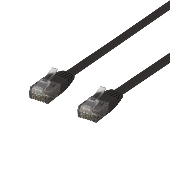 DELTACO U/UTP Cat6 patch cable, flat, 0.3m, 250MHz, black in the group COMPUTERS & PERIPHERALS / Computer cables / Network cables / Cat6 at TP E-commerce Nordic AB (38-61697)