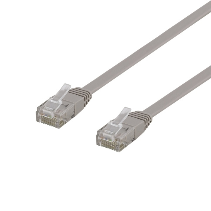 DELTACO U/UTP Cat6 patch cable, flat, 1m, 250MHz, gray in the group COMPUTERS & PERIPHERALS / Computer cables / Network cables / Cat6 at TP E-commerce Nordic AB (38-61701)