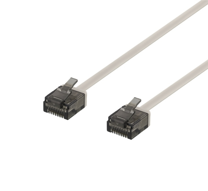 DELTACO U/UTP Cat6a patch cable, flat, 0.3m, 1mm thick, gray in the group COMPUTERS & PERIPHERALS / Computer cables / Network cables / Cat6 at TP E-commerce Nordic AB (38-61717)