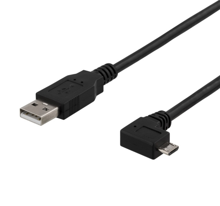 DELTACO USB-302D USB-A to Micro USB, left-tilted, 2m, black in the group SMARTPHONE & TABLETS / Chargers & Cables / Cables / Cables microUSB at TP E-commerce Nordic AB (38-61777)