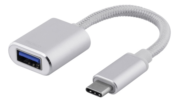 DELTACO USB-C 3.1 Gen 1 to USB-A OTG adapter, alu, retail box, silver in the group COMPUTERS & PERIPHERALS / Computer cables / USB / USB-C at TP E-commerce Nordic AB (38-61781)