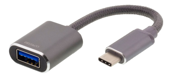 DELTACO USB-C 3.1 Gen 1 to USB-A OTG adapt, aluminium, white bag, gray in the group COMPUTERS & PERIPHERALS / Computer cables / USB / USB-C at TP E-commerce Nordic AB (38-61783)