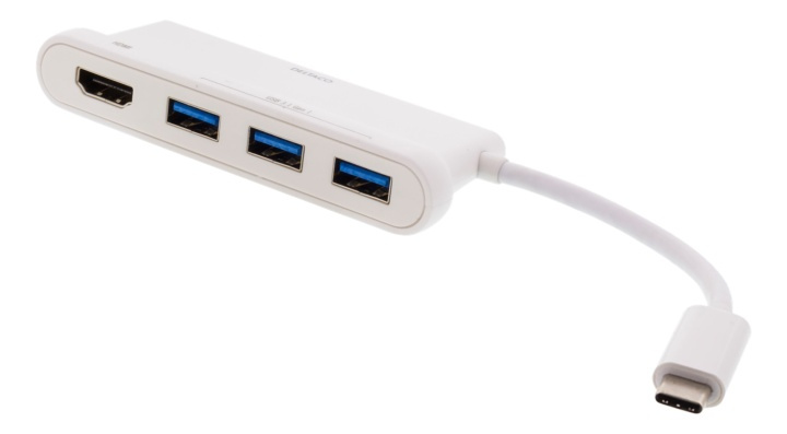DELTACO USB-C hub, 1x HDMI 4K at 30Hz, 3x USB-A 3.1,white in the group COMPUTERS & PERIPHERALS / Computer accessories / USB-Hubs at TP E-commerce Nordic AB (38-61790)