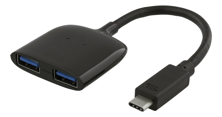 DELTACO USB-C mini hubb, 2x USB-A-portar 3.1, 5Gbps, 0,9A, svart in the group COMPUTERS & PERIPHERALS / Computer accessories / USB-Hubs at TP E-commerce Nordic AB (38-61797)