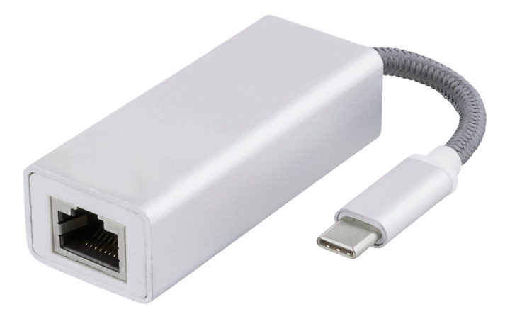 DELTACO USB C Network Adapter, Gigabit, RJ45, white bag, silver in the group COMPUTERS & PERIPHERALS / Computer cables / Network cables / Adapters & Conductor joints at TP E-commerce Nordic AB (38-61798)