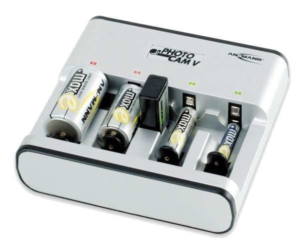 Battery charger, 5 batteries, all sizes, LED, silver in the group HOME ELECTRONICS / Batteries & Chargers / Battery charger at TP E-commerce Nordic AB (38-61861)