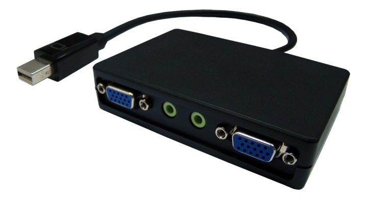 mini DP - 2xVGA+3,5mm minitele, 1080p i 60Hz, svart in the group COMPUTERS & PERIPHERALS / Computer cables / DisplayPort / Adapters at TP E-commerce Nordic AB (38-61879)