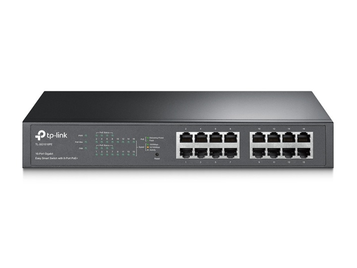 TP-LINK TL-SG1016PE 16-Port Gigabit PoE Switch, 8-Port PoE+ in the group COMPUTERS & PERIPHERALS / Network / Switches / 10/100/1000Mbps at TP E-commerce Nordic AB (38-62533)